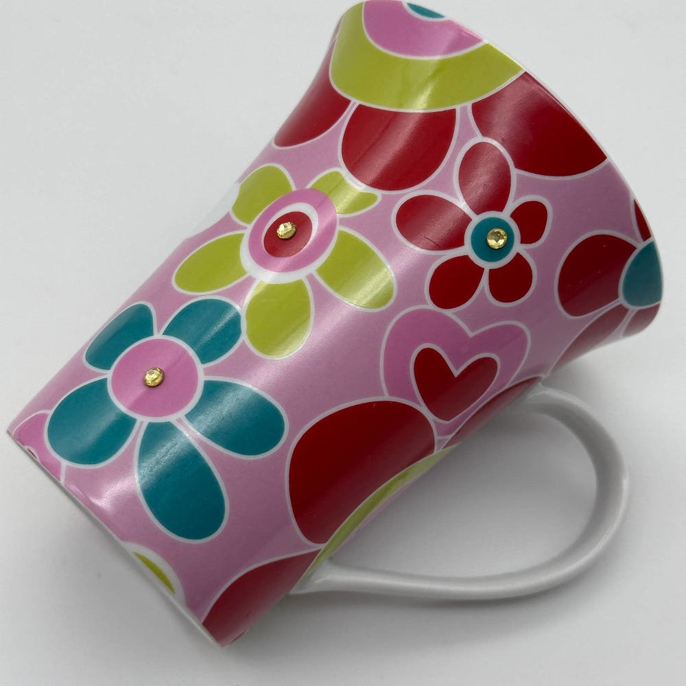 BELLA LUX Daisy Bling Porcelain Coffee Tea Mug